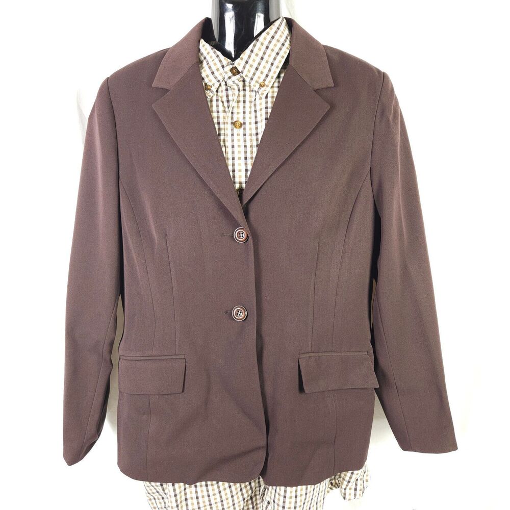 NWT Sag Harbor Brown Polyester‎ Rayon Stretch Blazer Jacket Women's 14
